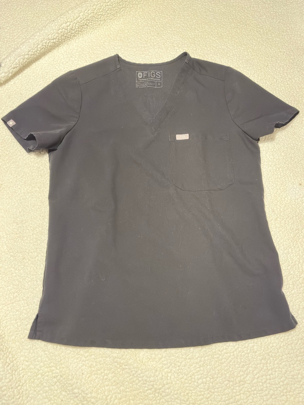 FIGS Black Catarina Scrub Top Size Small